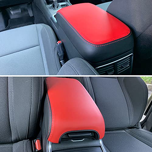 LEXLEY Armrest Box Cover Center Console Pad Waterproof Anti-Scratch Leather Protector Covers For Dodge Charger 2011-2023/Chrysler 300 2015-2022-Black+Red - color: Black+Red