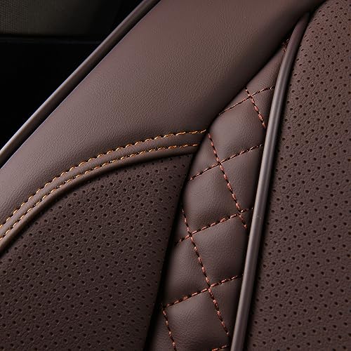 Coverado Car Seat Cover Front Seats, Brown Seat Covers Front Seats, Nappa Leather Waterproof, Car Seat Cushion, Car Seat Protector Universal Fit Most Cars - color: Z-Brown, size: Front
