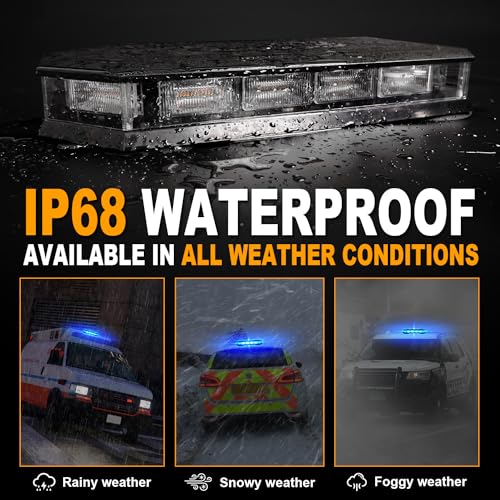 ASPL 16.5 Inch Roof Top Beacon Emergency Strobe Light with Controller 56 LED Magnetic Warning Caution lights bar Traffic Hazard Plow Light for Trucks Vehicles Construction Snowplow (Blue) - color: Blue