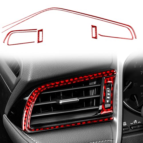 Real Red Carbon Fiber Compatible with Toyota Camry 2018-2024 Accessories Car Front Row Left Right A/C Vents Kit Cover Interior Trim Sticker Decal 6PCS - color: A/C Vent Kit