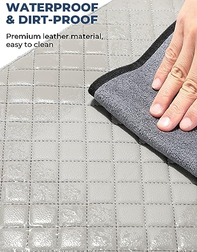 ISSYAUTO Center Console Cover Compatible with 2002-2012 Ram 1500 2500 3500 Jump Seat Console, Leather Armrest lid Cover Arm Rest Covering for Car, Durable Middle Console Cover, Gray
