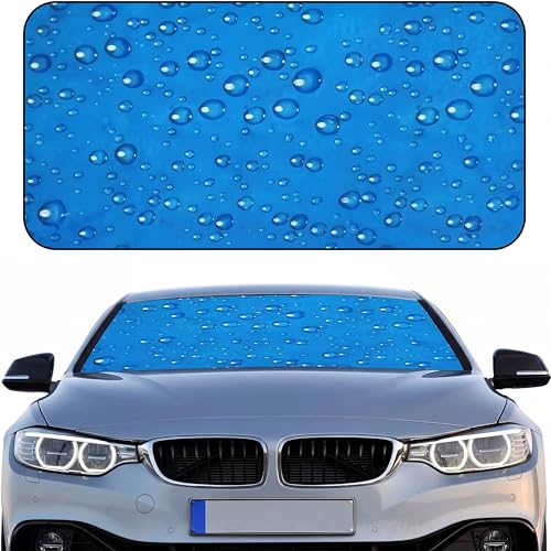 Woanger Windshield Sun Shade Foldable Car Front Window Covers for Car Accessories Sun Heat UV Rays Visor Protector Protection for Universal Cars SUV Truck (Water Droplet) - style: Water Droplet