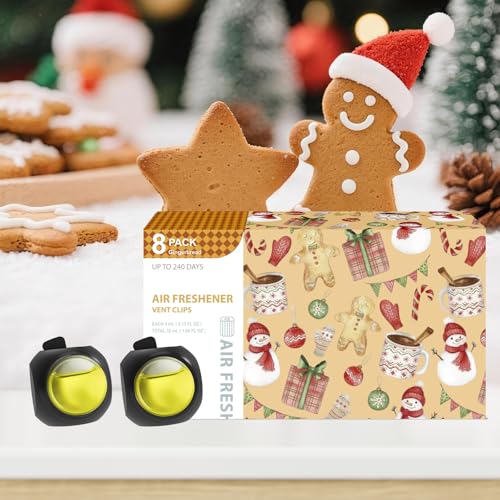 Car Air Freshener Vent Clips, 8 Pack, Provides Long-Lasting Scent, Up to 240 Days, Odor Eliminator (Gingerbread) - color: Gingerbread