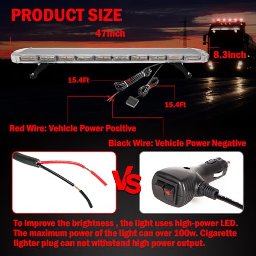 ASPL 46 inch 220 LED Rooftop Low Profile Strobe Light Bar Emergency Warning Beacon Car Hazard Flashing Construction Roof Lights Bars for Trucks Tow Automotive Construction Vehicle (Red/White - color: Red/White