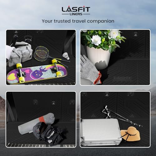 LASFIT Cargo Trunk Mat & Backrest Mats for Hyundai Palisade 2025 2024 2023 2022 2021 2020 All Weather TPE Custom Fit Car Trunk Mats Cargo Liner & Seatback Mats Accessoires, Black - size: 2)For Hyundai Palisade | 2020-2025 | Cargo