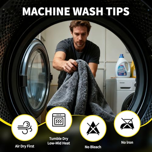 2-Pack Car Drying Towel 24"x40" - 10"x12" Detailing Pros & Home Users - 1300 GSM Microfiber Towels Absorbs Over 11lbs of Water Leaves No Streaks, Spots or Scratches Dries an Entire Vehicle