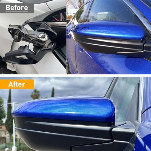 Moonlinks Compatible with 2016-2021 Honda Civic Mirror Cover Replacement for Passenger Side,Aegean Blue Metallic for 10th Gen Civic,2019-2022 Insight,RH Side Rearview Mirror Cap Trim(1PC) - size: 10th-Right Blue