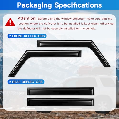 4Pcs Window Vent Visors, Outside-Mount Window Deflectors, Rain Guards for 2018-2025 Jeep Wrangler JL & 2020-2025 Jeep Gladiator - size: 2018-2025 Jeep Wrangler JL