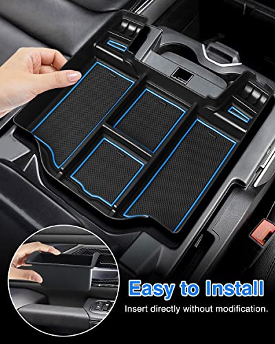 Karltys Center Console Organizer Tray Door Side Handle Storage Box for 2019-2025 2026 Dodge Ram 1500, Armrest Console Organizer and Front Rear Door Side Insert Storage Pocket Box Set of 5 (Blue)