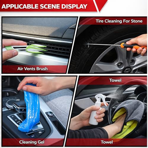63PCS Car Wash Cleaning Kit,Car Wash Brush with Long Handle,Car Detailing Kit with Foam Gun,Car Cleaning Supplies,Handheld Vacuum, Car Detailing Kit (63PCS) - size: 63PCS
