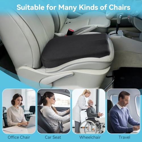 Car Seat Cushion for Driving, Office Chair Cushions with Removable Cover, Non-Slip Sciatica & Lower Back Tailbone Chair Pillow Pad, Memory Foam Seat Cushion for Car Seat Driver Truck Desk Wheelchair