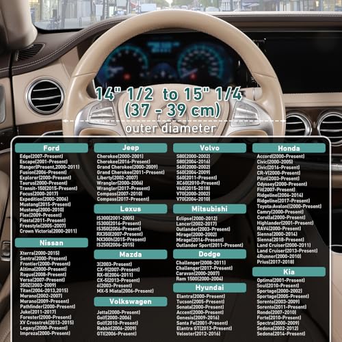 SEG Direct Boho Steering Wheel Cover with Baja Blanket Cloth, Ethnic Style Auto Wheel Cover Made of Coarse Flax, Fits 14 1/2-15 1/4 inches Car Wheel - color: Bohemian Dreams