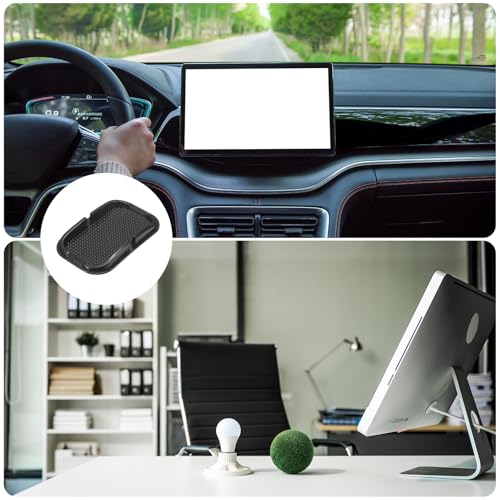 HARFINGTON Car Dashboard Anti-Slip Mat 6" x 4" Universal Sticky Dash Pad Washable Reusable Car Non-Slip Mats for Phone Keys Sunglasses Electronic Devices, Black