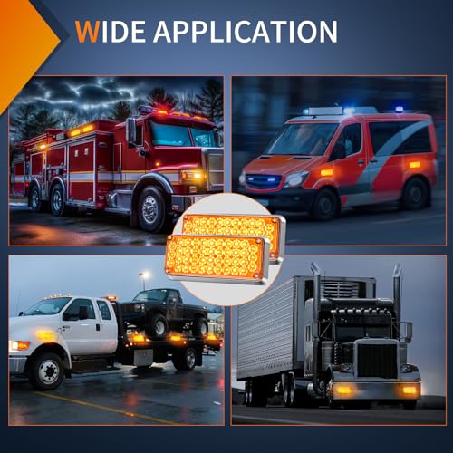 Nilight 2PCS 42LED Amber Magnetic Strobe Lights Portable Warning Hazard Light Surface Mount Waterproof 5 Patterns for 12V 24V Cars Trucks Van Off Road Vehicles ATV - color: 42LED Amber