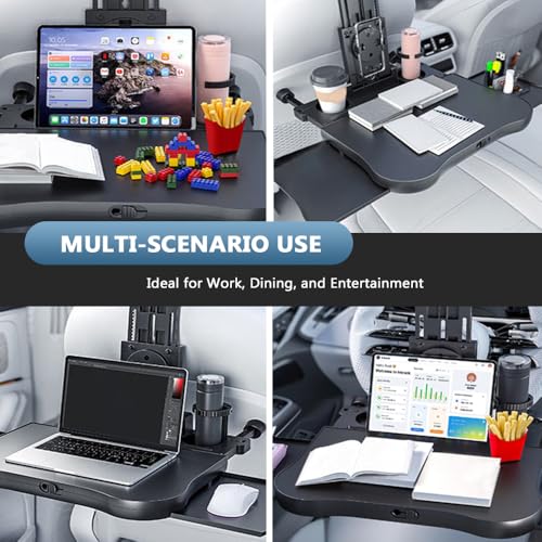Car Back Seat Tray Table for Jeep Compass 2015 2016 2017, Foldable Backseat Tray Desk for Rear Passengers, with Non-Slip pad, Phone and Drink Holder, for Eating and Work