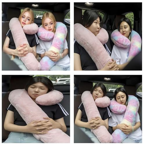 Long-Distance Travel Neck Pillow Car Sleep Aid Pillow, Home/Office Lumbar Pillow, Ergonomic Wrap-Around Neck Pillow, Neck Support for Adults and Children, Multifunctional Travel Pillow - color: Pink