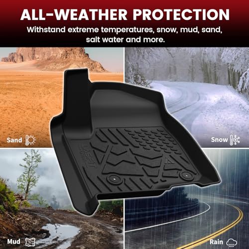 LASFIT Floor Mats 2019-2026 for Chevy Silverado/GMC Sierra 1500, 2020-2026 2500HD 3500HD, Only Double Cab/Bucket Seat (Only Fit with Rear Under-Seat Storage, But Not Fit 2nd Row Plastic Storage) - size: Bucket/Double Cab/With Rear Storage 2019-2026