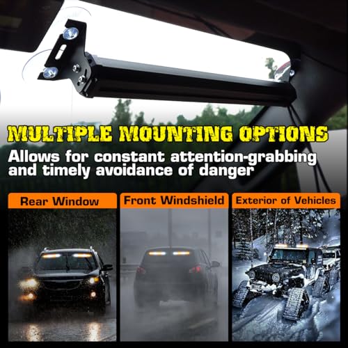 2x17.7 Traffic Advisor Light Bar w/Digital Display Controller Windshield LED Emergency Strobe Visor Safety Warning Hazard Flashing Lights for Firefighter Police Trucks Vehicles, Amber/White - color: #01 Amber/White