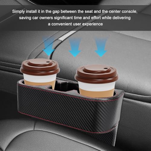 Car Seat Gap Filler Organizer, Multifunctional Auto Console Side Storage Box with Cup Holder, Universal PU Leather Cup Holder Front Seat Crevice Filler for Car Truck SUV (Carbon Fiber Black) - color: Carbon Fiber Black