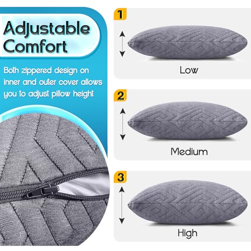 1 MIDDLE ONE Travel Pillow for Sleeping Camping, Memory Foam Small Pillow with Breathable Cover for Backpacking, Airplane, Car (15.5 X 12 Inch) - size: 15.5 X 12 Inch