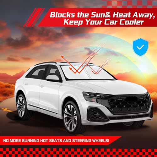 ARISMOTOR Windshield Sun Shade for Audi Q8 2019-2025 2026, Custom Fit Foldable Front Window Sunshade Sun Visor Protector, Block UV Rays Keep Your Car Cooler - size: for Audi Q8 2019-2026