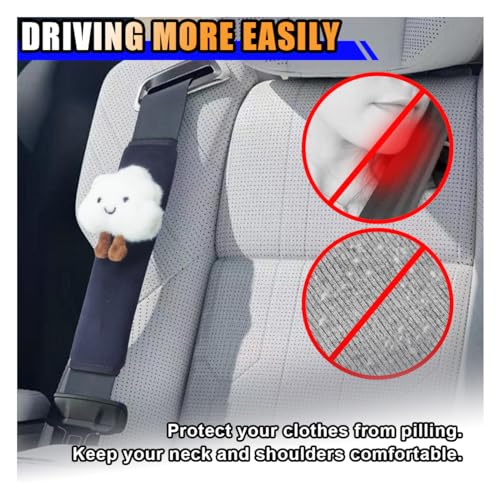 Fluffy Cloud Car Seat Belt Pads - Cute Seat Belt Covers for More Comfortable Driving - Safety Seatbelt Shoulder Strap Cushion Protect Shoulder and Neck - Backpack Shoulder Pad for Kids Adults (4PCS) - size: 4PCS