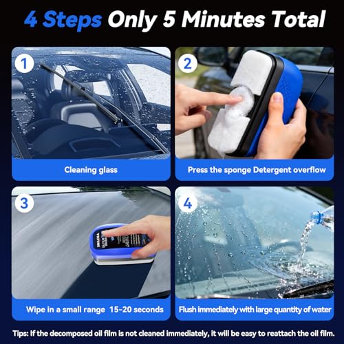 New 1PCS Upgrade 3.0 Car Glass Oil Film Cleaner Kit (150ml Large Size) - 3-Second Oil Dissolving, Refillable Liquid, Clear Vision Glass Cleaner, Oil Film Remover for Car Window, Anti-Fog/Anti-Freeze - size: L