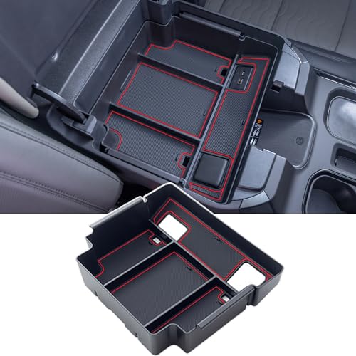 PIMCAR Center Console Organizer for 23-26 Chevy Silverado/GMC Sierra 1500, 2024-2026 Silverado/Sierra 2500HD 3500HD, 22-26 Silverado/Sierra 1500 Refreshed Models (Full Console w/Bucket Seats ONLY) - color: 22-26 1500 Refreshed & 24-26 2500HD/3500HD Red