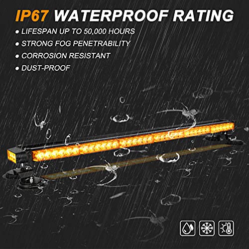 ASPL 38.5" 78 LED Strobe Light Bar Double Side Flashing High Intensity Emergency Warning Flash Strobe Light with Magnetic Base for Safety Construction Vehicles Tow Trucks Pickup (Amber) - color: Amber