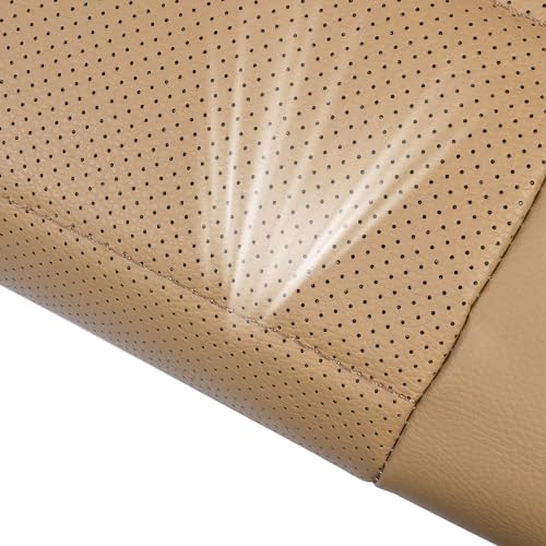 CAR PASS Piping Leather Seat Cover,Universal FIT with Composite Sponge Inside,Airbag Compatible and Reserved Opening Holes,Inside zipper for Cars,Sedan,SUV,Truck(Full Set,Beige with Tan Piping-Stripe) - color: Beige with Tan Piping-Stripe