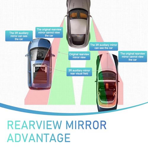 2 PCS Blind Spot Mirrors, Rectangle Wide Angle Rear View Blindspot Mirrors, Adjustable Blind Spot Detection System Accessories, Universal for Cars, Trucks, SUVs (Black)