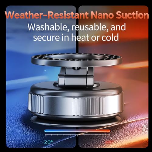 Compatible MagSafe Car Mount - GEATEE Vacuum Magnetic Phone Holder for Car, 360° Adjustable Foldable Car Dash Mount, Reinforced 110+LBS Suction Phone Mount for iPhone 17/16/15/14/13/12&Android, Carbon - color: Carbon Fiber