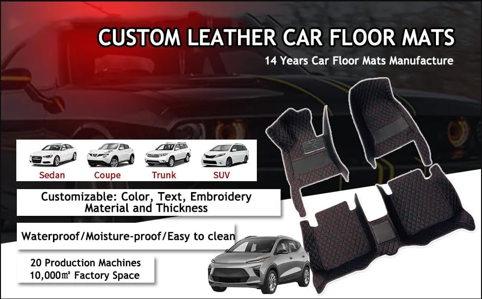 Custom Luxury Leather Car Mats Upgrade Your Car Interior Provide All-Weather Waterproof and Non-Slip Protection for Sedans, SUVs, Trucks, Compatible with Car Mats (Black Blue) - color: Black Blue