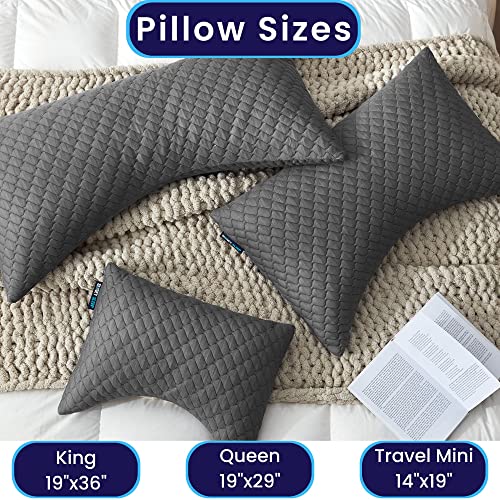 Sidney Sleep Mini Travel Size Neck Pillow - Knee, Back Lumbar and Support - Small Curved Pillow - 14 x 19 Inches - Adjustable Loft - Washable - Drawstring Backpack Included (Mini - Grey) - color: Grey, size: Travel Mini