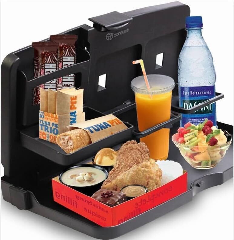 ZONETECH Multi-Functional Portable Foldable Car Backseat Tray Desk 2 Pack - Black Vehicle Table for Food, Meal, Snack, Laptop - Stay Organized When on The Go (1-Pack) - color: 2-Pack