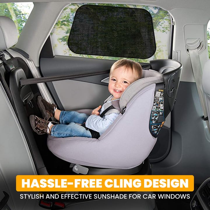 EcoNour Car Side Window Shades for Baby | 4 Pack - Car Window Sun Blocker Shades for Kids | Foldable Cling Window Cover Protects UV & Heat Glare | Window Shade for Privacy | Medium (21"x12") - size: Medium Plus - 4 Pack