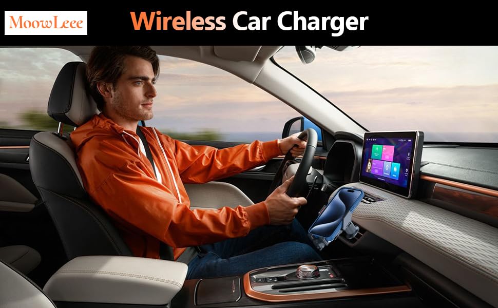 15W Fast Wireless Car Charger, Peltier Cooling Fast Charging Auto-Clamping Car Phone Mount, Anti-Shake Hands Free Car Cell Phone Holder, Universal for iPhone & Samsung Galaxy Series