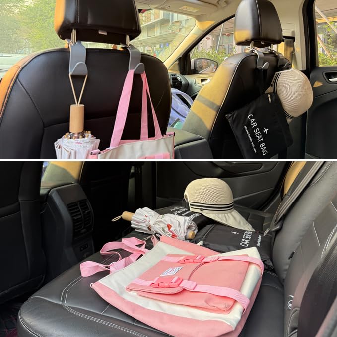 Car Seat Headrest Hooks, Car Organizer Hanger Storage Hooks for Handbags Purses Groceries Backpack Coat 4 Pack (Gray) - color: Gray