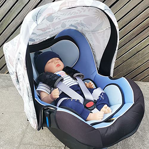 DODO NICI car seat Strap Cover for Baby, seat Belt Cover Cushion, Belt Pads fit Baby Carrier/Pushchair/Stroller, Cozy Peace Dotted Minky, Black - color: Black animals