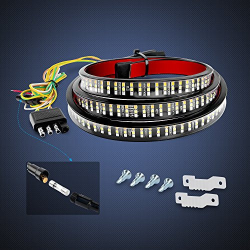 Nilight TR-03 60" Triple 504 LEDs Truck Tailgate Side Bed Light Bar Strip Sequential Amber Brake Running Turn Signal Red/White Reverse - color: 60" Tailgate Light Strip Red/White/Amber 504 LEDs