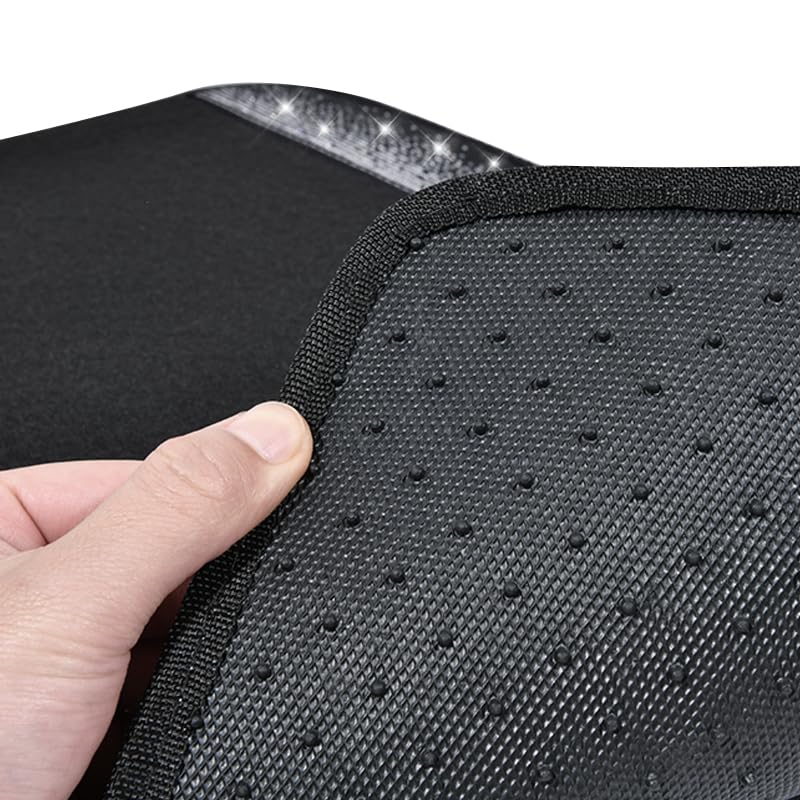 CAR PASS Bling Car Mats Shining Diamond Carpet Crystal Rhinestone Sparkly Glitter Floor Mats with Anti-Slip PVC Pad Universal Fit Automotive SUV,Sedan,Van,4pcs for Girl Women, Black Sliver Diamond - color: AB Silver