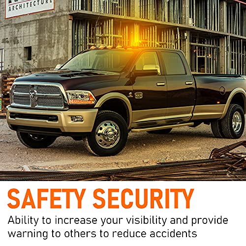 AnTom Magnetic Wireless Beacon Light, Rechargeable Emergency Flashing Warning Battery Operated Strobe Lights for Truck Vehicle, with 12-24v Cigarette Lighter Plug, Amber - color: Amber