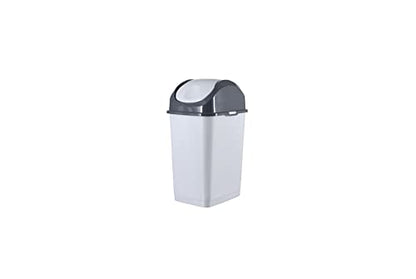 Superio 1.25 Gal Mini Plastic Trash Can with Swing Top Lid, Small Grey Waste Bin for Countertop, Desk, Vanity, Bathroom 5 Quart (WhiteSmoke/Grey) - size: 1.25 Gallon, style: 1 Pack