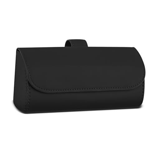 Sunglasses Holder for Car Sun Visor, Leather Auto Eyeglasses Storage Case with Hidden Magnetic Closure, Universal Protective Glasses Organizer Box, Visor Accessories for Woman Man (Black) - color: Black