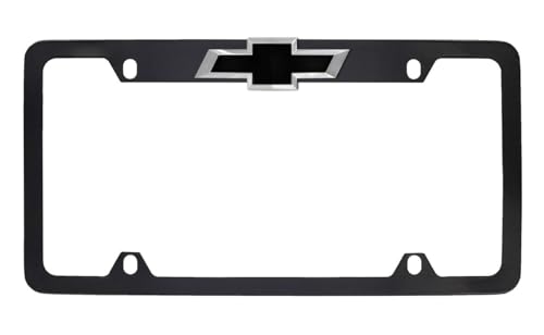 Chevrolet Chevy Black Metal License Plate Frame Bow Tie Tag Holder - color: BLACK H