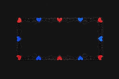 Creathome 3D Daisy Heart License Plate Frame from Pure Zinc Alloy Metal Perfect Plate Holder, Matt Black Daisy with Red and Blue Reflective Heart - color: Matt Black with Blue and Red Reflective Heart