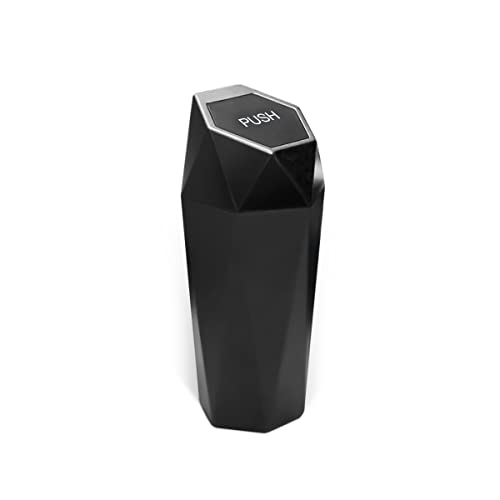 Car Trash Can with Lid, Mini Portable Auto Garbage Can, Small Leakproof Diamond Design Trash Dustbin, Waterproof Vehicle Rubbish Bins for Automotive Car, Home, Office, Kitchen, Bedroom (Black,1) - color: Black, size: 1PCS