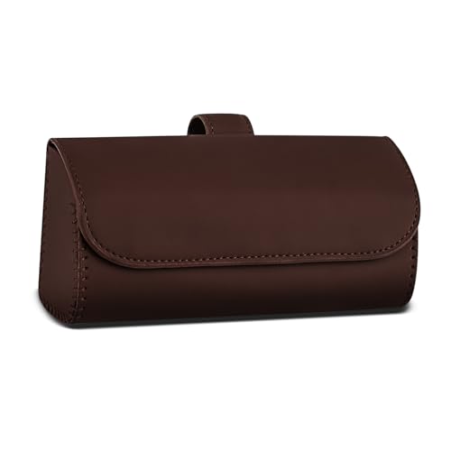Sunglasses Holder for Car Sun Visor, Leather Auto Eyeglasses Storage Case with Hidden Magnetic Closure, Universal Protective Glasses Organizer Box, Visor Accessories for Woman Man (Brown) - color: Brown