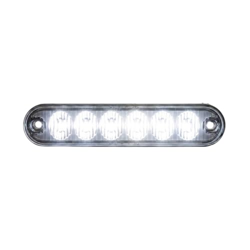 Strobes N More E6 Slim 6-LED Ultra-Thin Strobe Warning Light - 21 Flash Patterns, Synchronizable, Waterproof Primary Warning Lighthead - White - color: White