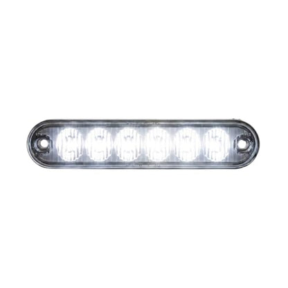 Strobes N More E6 Slim 6-LED Ultra-Thin Strobe Warning Light - 21 Flash Patterns, Synchronizable, Waterproof Primary Warning Lighthead - White - color: White